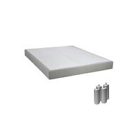 TAPIKIT - Sommier Tapissier Démontable 2x20 Lattes 140x190cm Lin + Pieds Argent 15cm - Altobuy Blanc