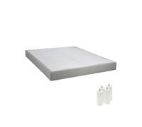 TAPIKIT - Sommier Tapissier Démontable 2x20 Lattes 140x190cm Lin + Pieds Blancs 15cm - Altobuy Blanc