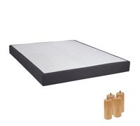 Sommier Altobuy TAPIKIT - Sommier Tapissier Démontable 2x20 Lattes 160x200cm Anthracite + Pieds Bois 15cm -