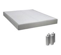 TAPIKIT - Sommier Tapissier Démontable 2x20 Lattes 160x200cm Lin + Pieds Argent 15cm - Altobuy Blanc