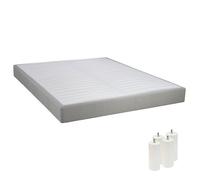 Tapikit - Sommier Tapissier Démontable 2x20 Lattes 160x200cm Lin + Pieds Blancs 15cm