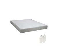TAPIKIT - Sommier Tapissier Démontable 2x20 Lattes 160x200cm Lin + Pieds Blancs 15cm - EBAC_Pack Blanc G