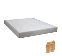 Sommier Altobuy TAPIKIT - Sommier Tapissier Démontable 2x20 Lattes 160x200cm Lin + Pieds Bois 15cm -