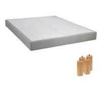 Sommier Altobuy TAPIKIT - Sommier Tapissier Démontable 2x20 Lattes 160x200cm Lin + Pieds Bois 15cm -