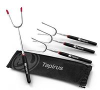 Tapirus Lot de 4 bâtons de cuisson extra longs extensibles pour feu de camp Protégez les enfants avec poignées isolées Brochettes extensibles pour esmore et hot dog Équipement de camping en
