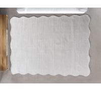 Tapis 100% laine tufté main bords ondulés - 200 x 290 cm - Ivoire - PRISMELA