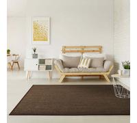 tapis 100% sisal pur Tiger-Eye avec bordure colorée Tapis naturel brun foncé 160x230 cm
