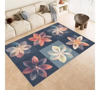 Tapis 100x150 cm Imitation Cachemire Lavable Motif Fleurs Composition 3D Résistant aux Taches Nettoyage Facile à l'Aspirateur ou en Machine Idéal pour Salon Salle à Manger et Chambre Parentale