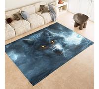 Tapis 100x150 cm Imitation Cachemire Lavable Motif Loup RivièRe CréAtif 3D Résistant aux Taches Nettoyage Facile à l'Aspirateur ou en Machine Idéal pour Salon Salle à Manger et Chambre Parentale