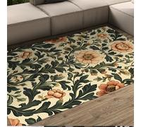 Tapis 100x150 d Espace carpette Lavable pour Le Salon Descente de lit William Morris Bureau Salle à Manger des Enfants Ferme antidérapant Poil Bas Zones Fort trafic Floral Vintage en