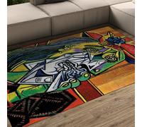 Tapis 100x150 d Espace pour Le Salon Chambre carpette Lavable à la Machine Descente de lit Portrait Doux et colorés Sol Poil Bas avec Support antidérapant Bureau dortoir œuvres Art