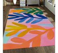 Tapis 100x150 de Chambre pour bébé Fille carpette lavables Le Salon Dortoir Antidérapant Descente lit botanique Abstrait Poil Bas Salle à Manger Jeux des Enfants Rose Bleu Jaune Vert