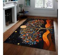 Tapis 100x150 de l Espace Tree of Life carpette du Salon Grand Descente lit bohème Doux antidérapants Pliables lavables Paysage Ciel Nocturne Intérieur pour Chambre Bureau Salle à Manger