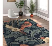Tapis 100x150 de Nursery William Morris pour Fille Neutre Vintage Bleu Marine botanique Floral carpette Pliable Descente lit à Poil Bas Douce Surface crème Salon Chambre dortoir