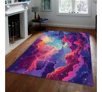 Tapis 100x150 de Salon carpette néon Nuages avec Support antidérapant Descente lit Lavable pour Chambre Salle à Manger Bureau Domicile bébé intérieur Violet Rose Bleu Sol Storm Sky