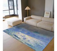 Tapis 100x150 entrée Peinture Abstraite à l Huile Lavable carpette antidérapant Poils Faibles Descente de lit intérieur célèbre Waterloo Bridge Effet Sunshine Imprimé Bas Fin Chambre