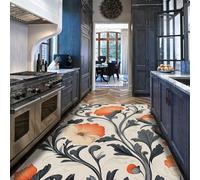 Tapis 100x150 Floral William Morris carpette antidérapant Lavable crème Orange Gris Descente de lit botanique roulé pour Le Sol du Salon Chambres Ultra Fins légers et Doux décoration