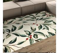 Tapis 100x150 lavables carpette de Salon pour Descente lit en Laine synthétique Ultra Doux Chambre et Salle à Manger botanique William Morris Berry Vine Area antidérapant crème Vert