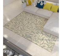 Tapis 100x150 pour entrée d Machine de Cuisine Lavable carpette Doux Descente lit intérieur à Poil Bas avec arrière antidérapant Motif Feuilles William Morris Beige Chaud Vert Sauge