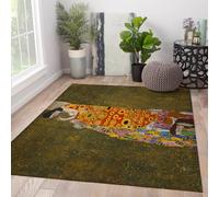 Tapis 120x150 Classique à Motif de Peinture célèbre carpette intérieur Lavable la Machine Descente lit symboliste Art d Accent Fin Pliable antidérapant Poil Bas pour Chambre Salon Salle