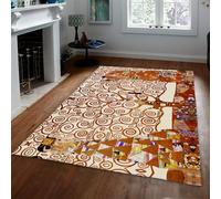 Tapis 120x150 d Espace carpette antidérapant Lavable Descente de lit Art Vintage Tree of Life imprimé pour Salon Chambre Salle à Manger Golden Spiral Bohème Abstrait Beige Doux entrée