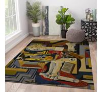 Tapis 120x150 lavables pour Salon cubisme Vintage carpette géométrique Doux et Duveteux Chambre célèbre Studio de Peinture avec plâtre Descente lit d intérieur imprimé antidérapante