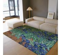 Tapis 120x180 pour Salon Iris carpette de Jardin Descente lit lavables Grande Surface rustiques Fleurs Doux antidérapant Village à imprimé intérieur Chambre Salle Manger Jeux Bureau
