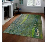 Tapis 140x200 Attersee Landscape Area pour Le Salon carpette imprimés Bleu Vert Meadow Lakeside Village Chambre Salle à Manger Bureau antidérapant Zone Poil Bas Décoration de la Cuisine