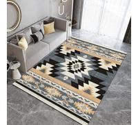 Tapis 140x200 cm Imitation Cachemire Lavable Art Abstrait Motif Géométrique 3D Résistant aux Taches Nettoyage Facile à l'Aspirateur pour Salon Salle à Manger et Chambre Parentale Q-41