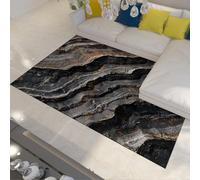 Tapis 140x200 d Espace carpette pour Chambre marbre Lavable Abstrait Noir Gris Or Descente de lit Salon Moderne intérieure Douce à Poil Bas antidérapante Cuisine bébé Table Manger du