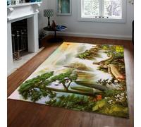 Tapis 140x200 de décoration carpette Vintage à imprimé paysager pour Les Zones très fréquentées dans Le Salon Chambre Descente lit Anti dépouil Surface pins Sunrise antidérapants Sol Fin