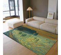 Tapis 140x200 de Surface carpette antidérapant Lavable pour Bureau Salon Peintures Classiques Descente lit imprimés Ocean Cliff Art Abstrait résistant aux Taches Petit Plaid intérieur à
