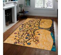 Tapis 140x200 de Zone Arbre la Vie Ferme carpette Lavable pour Salon Chambre Hall d entrée sous Table à Manger Descente lit antidérapants Ultra Doux en Fausse Laine Anti Taches et aux