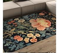 Tapis 140x200 Floral William Morris carpette pêche Marine Sauge Vintage Arts and Crafts Motifs Floraux botaniques Descente de lit à Poil Bas lavables antidérapants pour Salon Chambre