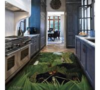 Tapis 140x200 lavables carpette de Chambre Descente lit Grande Surface Douce Forêt Tropicale Vert foncé Faune Antidérapante antidérapants en Fausse Laine pour Salon Ferme Salle à Manger