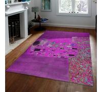 Tapis 140x200 lavables pour Salon Chambre carpette The Kiss Imprimé Descente de lit antidérapant Fin Couple Art Abstrait en Purple Gold Douceur Douce légère Cuisine Salle à Manger Ferme