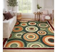 Tapis 140x200 Moderne Lavable carpette de Mode en Cercle concentrique pour Salon Chambre Descente lit Abstrait Mignon Doux antidérapant et Anti détachement Chaise Bureau