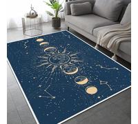 Tapis 150x210 cm Imitation Cachemire Doux Motif 3D Constellations Antidérapant Lavable Machine et Main Nettoyage Facile Ciel étoilé Univers Tapis pour apis grande pièce décoration intérieure8K-5