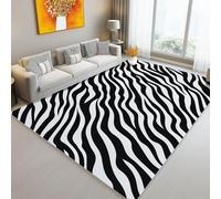 Tapis 160 x 230 cm Décoratif De Imprimé Zèbre De Mode Moderne, Tapis De Chambre à Coucher antidérapant Poil Court - pour Salon Chambre à Coucher Salle à Manger Noir Blanc