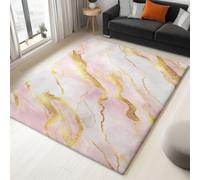 Tapis 160 X 230 Cm Style d'art Moderne Feuille d'or Texture Fluide - Poils Courts Doux, Lavable, Antidérapant, Ne Peluche Pas, Résistant Aux Taches - Tapis Salon Chambre Couloir Bureau Rose Or