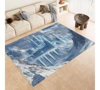 Tapis 160x230 cm Imitation Cachemire Lavable Motif ChâTeau Montagnes Neige 3D Haute Résistance Tapis Lavable en Machine Parfait pour Grands Salons Chambres d'Hôtes de Luxe et Espaces de Réception