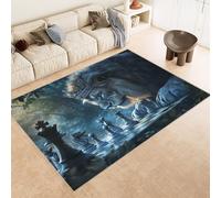 Tapis 160x230 cm Imitation Cachemire Lavable Motif Lion Couronne éChecs PièCe 3D Haute Résistance Tapis Lavable en Machine Parfait pour Grands Salons Chambres d'Hôtes de Luxe et Espaces de Réception