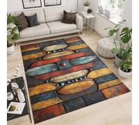 Tapis 160x230 cm Imitation Cachemire Lavable Motif Plumes Pierres PréCieuses 3D Haute Résistance Tapis Lavable en Machine Parfait pour Grands Salons Chambres d'Hôtes de Luxe et Espaces de Réception