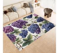 Tapis 160x230 cm Imitation Cachemire Lavable Motif Raisins Fruits Feuilles 3D Haute Résistance Tapis Lavable en Machine Parfait pour Grands Salons Chambres d'Hôtes de Luxe et Espaces de Réception