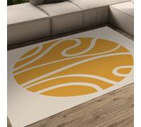Tapis 160x230 lavables carpette pour Salon Chambre Cuisine Descente de lit intérieure Ronde géométrique Moderne du Milieu siècle Doux antidérapant à Poil Bas Salle Manger Bureau Domicile