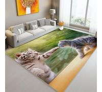 Tapis 180 x 240 cm Lavable Poil Ras Anti Slip Chambre - Animaux Mignons Tigres Chats Thème Tapis de Salon, Coloré Moquette Decoration Maison pour Chambre Enfants Salle Dortoir Familial