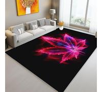 Tapis 180 x 240 cm Lavable Poil Ras Anti Slip Chambre - Moderne Plantes Feuilles de Cannabis Thème Tapis de Salon, Rose Rouge Moquette Decoration Maison pour Chambre Enfants Salle Dortoir Familial