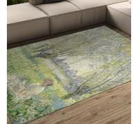 Tapis 180x240 antidérapants carpette pour Salon Chambre Salle à Manger Sauge crème Bleu Clair Impression de scène Jardin Descente lit Lavable Ultra Doux en Fausse Laine nurserie Jeux