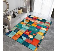 Tapis 180x240 cm Imitation Cachemire Lavable Art Abstrait Motif Géométrique 3D Résistant aux Taches Nettoyage Facile à l'Aspirateur pour Salon Salle à Manger et Chambre Parentale Q-80