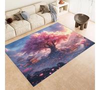 Tapis 180x240 cm Imitation Cachemire Lavable Motif Arbre Rose BâtimentArt 3D Haute Résistance Tapis Lavable en Machine Parfait pour Grands Salons Chambres d'Hôtes de Luxe et Espaces de Réception